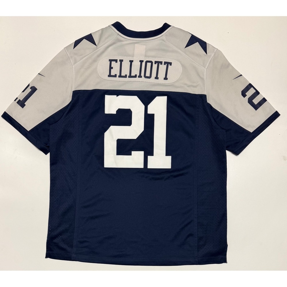 Nike NFL Dallas Cowboys Ezekiel Elliott 21 Jersey Mens XL Navy Grey On Field